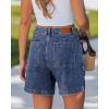 image:imageluvamia Jean Shorts for Women High Waisted Wide Leg Cinch Waist Stretchy Denim Mid Thigh Shorts Casual Summer JortsTimeless Blue