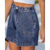 image:imageluvamia Jean Shorts for Women High Waisted Wide Leg Cinch Waist Stretchy Denim Mid Thigh Shorts Casual Summer JortsTimeless Blue