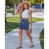 image:imageluvamia Jean Shorts for Women High Waisted Wide Leg Cinch Waist Stretchy Denim Mid Thigh Shorts Casual Summer JortsTimeless Blue