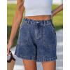 image:imageluvamia Jean Shorts for Women High Waisted Wide Leg Cinch Waist Stretchy Denim Mid Thigh Shorts Casual Summer JortsTimeless Blue