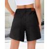 image:imageluvamia Jean Shorts for Women High Waisted Wide Leg Cinch Waist Stretchy Denim Mid Thigh Shorts Casual Summer JortsTrue Black