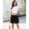 image:imageluvamia Jean Shorts for Women High Waisted Wide Leg Cinch Waist Stretchy Denim Mid Thigh Shorts Casual Summer JortsTrue Black