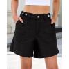 image:imageluvamia Jean Shorts for Women High Waisted Wide Leg Cinch Waist Stretchy Denim Mid Thigh Shorts Casual Summer JortsTrue Black
