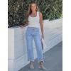 image:imageluvamia Straight Leg Jeans for Women Cropped Trendy Mid Rise Baggy Loose Distressed Casual Raw Hem Stretchy Denim PantsBlue Breeze
