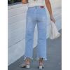 image:imageluvamia Straight Leg Jeans for Women Cropped Trendy Mid Rise Baggy Loose Distressed Casual Raw Hem Stretchy Denim PantsBlue Breeze