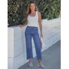 image:imageluvamia Straight Leg Jeans for Women Cropped Trendy Mid Rise Baggy Loose Distressed Casual Raw Hem Stretchy Denim PantsClassic Blue