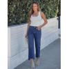 image:imageluvamia Straight Leg Jeans for Women Cropped Trendy Mid Rise Baggy Loose Distressed Casual Raw Hem Stretchy Denim PantsDarkness Blue