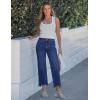 image:imageluvamia Straight Leg Jeans for Women Cropped Trendy Mid Rise Baggy Loose Distressed Casual Raw Hem Stretchy Denim PantsDarkness Blue