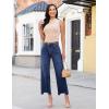 image:imageluvamia Straight Leg Jeans for Women Cropped Trendy Mid Rise Baggy Loose Distressed Casual Raw Hem Stretchy Denim PantsDarkness Blue