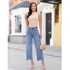 image:imageluvamia Straight Leg Jeans for Women Cropped Trendy Mid Rise Baggy Loose Distressed Casual Raw Hem Stretchy Denim PantsMedium Blue