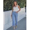image:imageluvamia Straight Leg Jeans for Women Cropped Trendy Mid Rise Baggy Loose Distressed Casual Raw Hem Stretchy Denim PantsMedium Blue