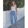 image:imageluvamia Straight Leg Jeans for Women Cropped Trendy Mid Rise Baggy Loose Distressed Casual Raw Hem Stretchy Denim PantsMedium Blue