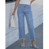 image:imageluvamia Straight Leg Jeans for Women Cropped Trendy Mid Rise Baggy Loose Distressed Casual Raw Hem Stretchy Denim PantsMedium Blue