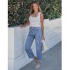 image:imageluvamia Straight Leg Jeans for Women Cropped Trendy Mid Rise Baggy Loose Distressed Casual Raw Hem Stretchy Denim PantsRoadknight Blue