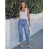image:imageluvamia Straight Leg Jeans for Women Cropped Trendy Mid Rise Baggy Loose Distressed Casual Raw Hem Stretchy Denim PantsRoadknight Blue