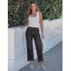 image:imageluvamia Straight Leg Jeans for Women Cropped Trendy Mid Rise Baggy Loose Distressed Casual Raw Hem Stretchy Denim PantsWashed Black
