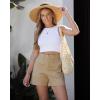 image:imageluvamia Summer Shorts for Women High Waisted Dressy Causal Cotton Chino Elastic Waist 5 Inch Inseam Mid Thigh ShortsAlmond