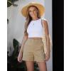 image:imageluvamia Summer Shorts for Women High Waisted Dressy Causal Cotton Chino Elastic Waist 5 Inch Inseam Mid Thigh ShortsAlmond