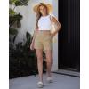 image:imageluvamia Summer Shorts for Women High Waisted Dressy Causal Cotton Chino Elastic Waist 5 Inch Inseam Mid Thigh ShortsAlmond