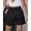 image:imageluvamia Summer Shorts for Women High Waisted Dressy Causal Cotton Chino Elastic Waist 5 Inch Inseam Mid Thigh ShortsBlack