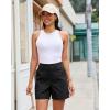 image:imageluvamia Summer Shorts for Women High Waisted Dressy Causal Cotton Chino Elastic Waist 5 Inch Inseam Mid Thigh ShortsBlack
