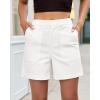image:imageluvamia Summer Shorts for Women High Waisted Dressy Causal Cotton Chino Elastic Waist 5 Inch Inseam Mid Thigh ShortsCream White