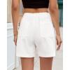 image:imageluvamia Summer Shorts for Women High Waisted Dressy Causal Cotton Chino Elastic Waist 5 Inch Inseam Mid Thigh ShortsCream White