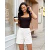 image:imageluvamia Summer Shorts for Women High Waisted Dressy Causal Cotton Chino Elastic Waist 5 Inch Inseam Mid Thigh ShortsCream White