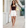 image:imageluvamia Summer Shorts for Women High Waisted Dressy Causal Cotton Chino Elastic Waist 5 Inch Inseam Mid Thigh ShortsCream White