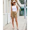 image:imageluvamia Summer Shorts for Women High Waisted Dressy Causal Cotton Chino Elastic Waist 5 Inch Inseam Mid Thigh ShortsKhaki Brown