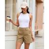 image:imageluvamia Summer Shorts for Women High Waisted Dressy Causal Cotton Chino Elastic Waist 5 Inch Inseam Mid Thigh ShortsKhaki Brown