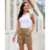 image:imageluvamia Summer Shorts for Women High Waisted Dressy Causal Cotton Chino Elastic Waist 5 Inch Inseam Mid Thigh ShortsKhaki Brown