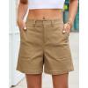 image:imageluvamia Summer Shorts for Women High Waisted Dressy Causal Cotton Chino Elastic Waist 5 Inch Inseam Mid Thigh ShortsKhaki Brown
