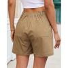 image:imageluvamia Summer Shorts for Women High Waisted Dressy Causal Cotton Chino Elastic Waist 5 Inch Inseam Mid Thigh ShortsKhaki Brown