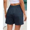 image:imageluvamia Summer Shorts for Women High Waisted Dressy Causal Cotton Chino Elastic Waist 5 Inch Inseam Mid Thigh ShortsNavy Blue