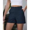 image:imageluvamia Summer Shorts for Women High Waisted Dressy Causal Cotton Chino Elastic Waist 5 Inch Inseam Mid Thigh ShortsNavy Blue