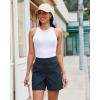 image:imageluvamia Summer Shorts for Women High Waisted Dressy Causal Cotton Chino Elastic Waist 5 Inch Inseam Mid Thigh ShortsNavy Blue
