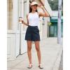 image:imageluvamia Summer Shorts for Women High Waisted Dressy Causal Cotton Chino Elastic Waist 5 Inch Inseam Mid Thigh ShortsNavy Blue