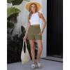 image:imageluvamia Summer Shorts for Women High Waisted Dressy Causal Cotton Chino Elastic Waist 5 Inch Inseam Mid Thigh ShortsOlive Green