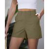 image:imageluvamia Summer Shorts for Women High Waisted Dressy Causal Cotton Chino Elastic Waist 5 Inch Inseam Mid Thigh ShortsOlive Green