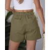 image:imageluvamia Summer Shorts for Women High Waisted Dressy Causal Cotton Chino Elastic Waist 5 Inch Inseam Mid Thigh ShortsOlive Green