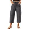 image:imageluvamia Barrel Jeans for Women Trendy Wide Leg High Rise Baggy Pull On Elastic Waist Button Fly Drawstring Denim PantsDust Black