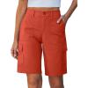 image:imageluvamia Bermuda Shorts for Women Knee Length Casual Summer Mid Rise Cargo Pockets Knit Elastic Waist 11 Inch Inseam ShortsRed Clay