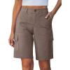 image:imageluvamia Bermuda Shorts for Women Knee Length Casual Summer Mid Rise Cargo Pockets Knit Elastic Waist 11 Inch Inseam ShortsTaupe