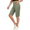 image:imageluvamia Bermuda Shorts for Women Knee Length High Waisted Side Split Elastic Waist Summer Dressy Casual Long Chino ShortsArmy Green