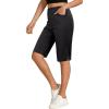 image:imageluvamia Bermuda Shorts for Women Knee Length High Waisted Side Split Elastic Waist Summer Dressy Casual Long Chino ShortsBlack