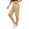 image:imageluvamia Bermuda Shorts for Women Knee Length High Waisted Side Split Elastic Waist Summer Dressy Casual Long Chino ShortsSand