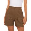 image:imageluvamia Cargo Shorts for Women Trendy High Waisted Casual Summer Knit Elastic Back 5 Inch Inseam Mid Thigh Chino ShortsBrown