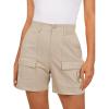 image:imageluvamia Cargo Shorts for Women Trendy High Waisted Casual Summer Knit Elastic Back 5 Inch Inseam Mid Thigh Chino ShortsCreamy Beige