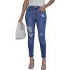 image:imageluvamia Cropped Jeans for Women Skinny Trendy High Waisted Distressed Ripped Stretchy Denim Pants Destroyed JeggingsClassic Blue